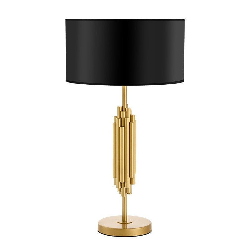 Modern Gold Table Lamp - Fabric Shade Luxury Bedside & Living Room Lamp