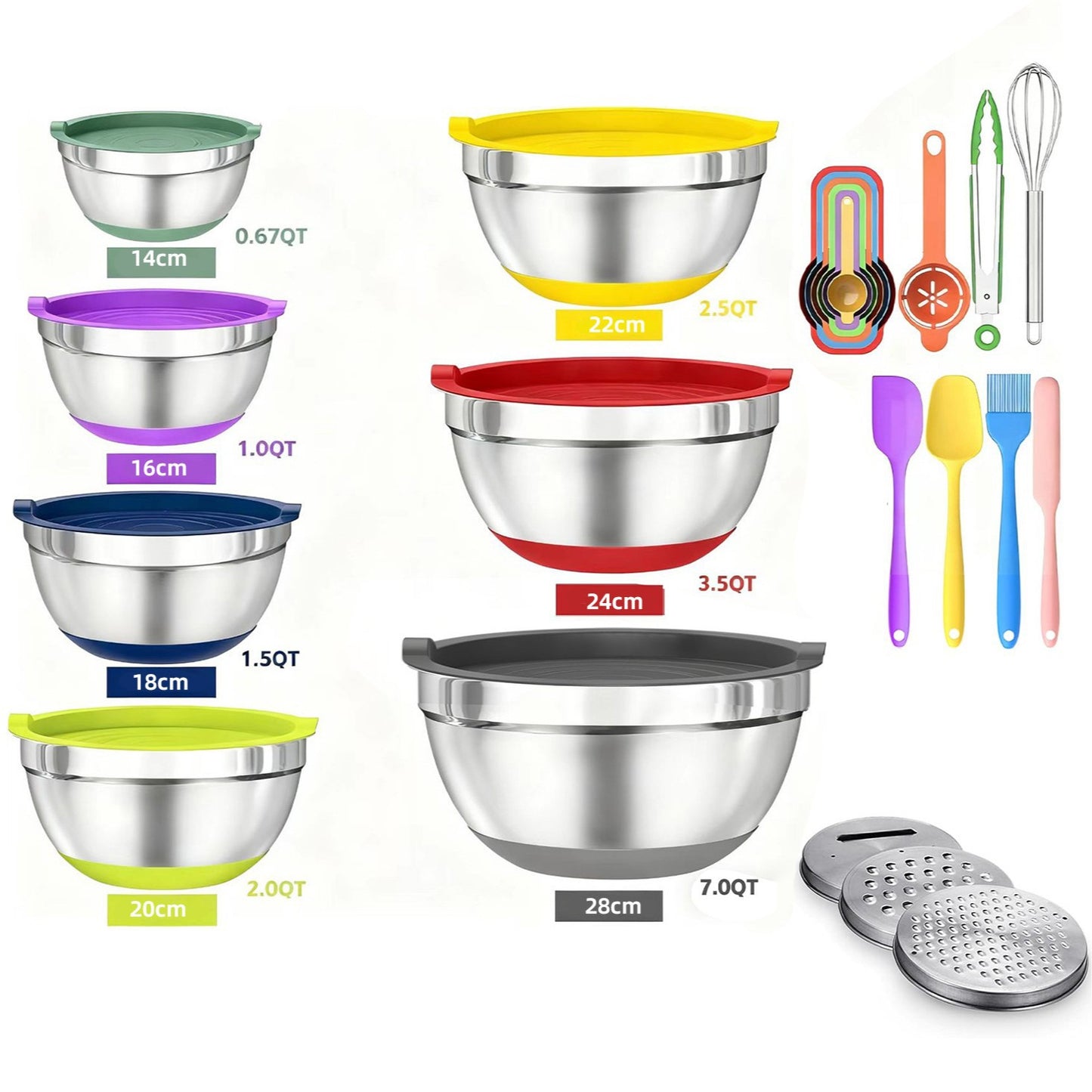 Premium Stainless Steel Mixing Bowl Set–Non-Slip Kitchen Prep Bowls with Lids