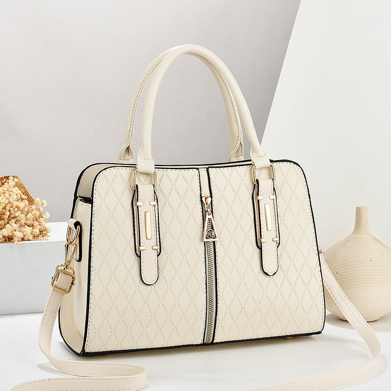 Large Capacity Colour Block Shoulder Bag–Stylish Women's PU Leather Handbag