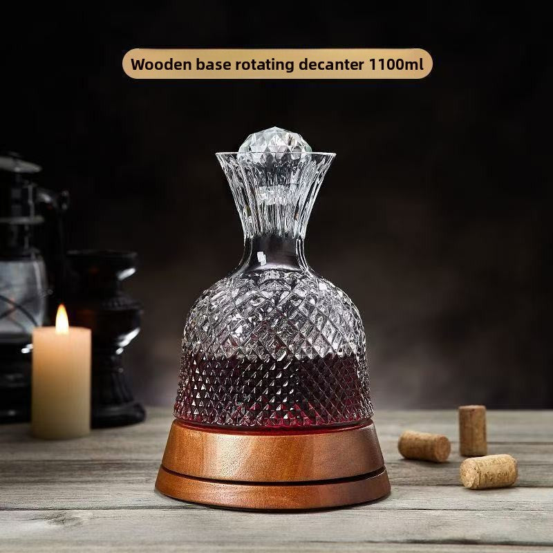 Rotating Crystal Wine Decanter - 1000ml+ Gyroscopic Wine Aerator with Luxury Base