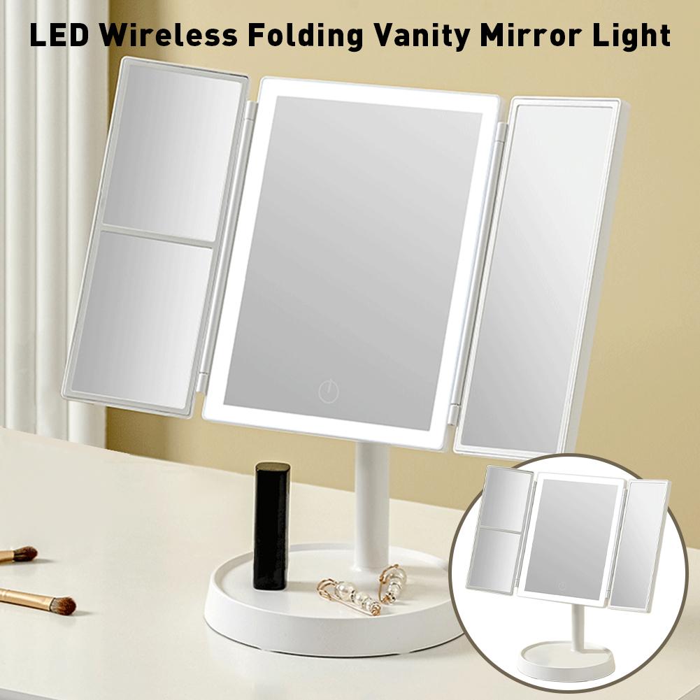 LED Vanity Mirror–Portable Folding Makeup Mirror with Adjustable Daylight Lighting