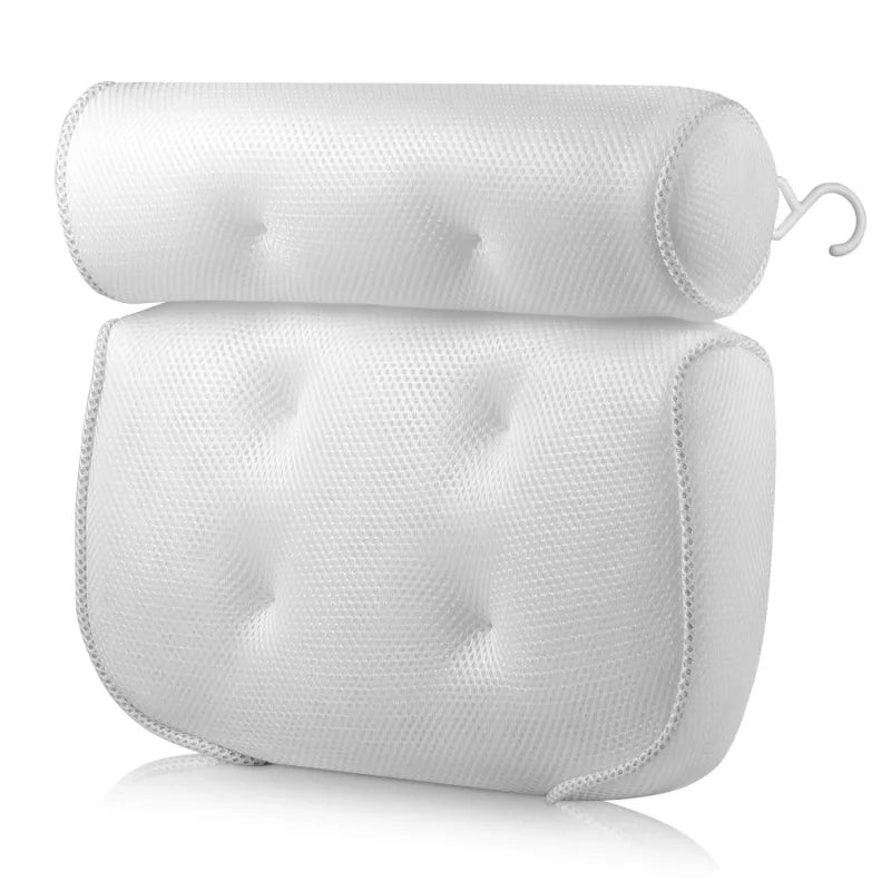 Luxury Mesh Bath Pillow-Spa Bathtub Headrest Cushion with Suction Cups-Soft Neck & Back Support Bath Pillow