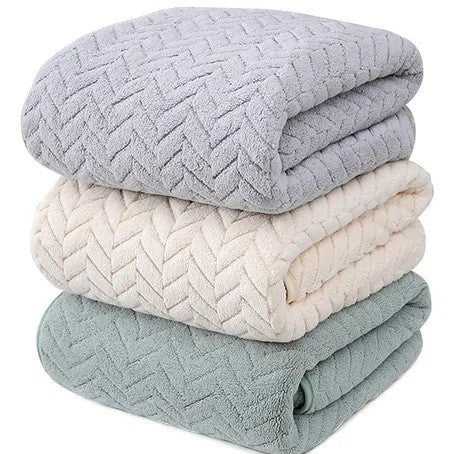 3 Piece Quick Dry Bath Towel Set - Soft Absorbent Coral Fleece Towels
