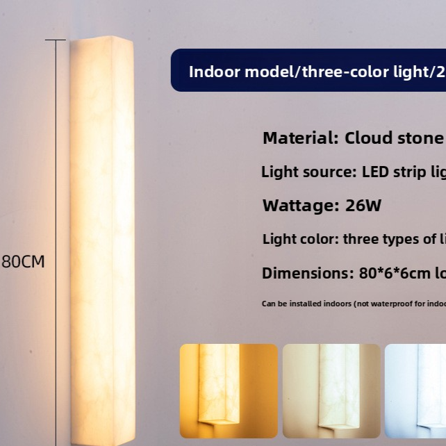 Modern Marble Or Marble Look LED Wall Light - Minimalist Long Wall Lamp for Bedroom & Living Room