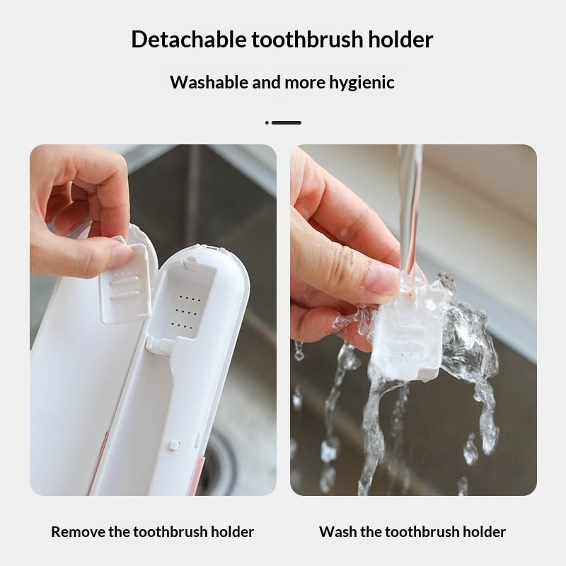 UV Toothbrush Sanitizer Holder-Wall Mounted USB Rechargeable Toothbrush Sterilizer-Smart Bathroom Organizer