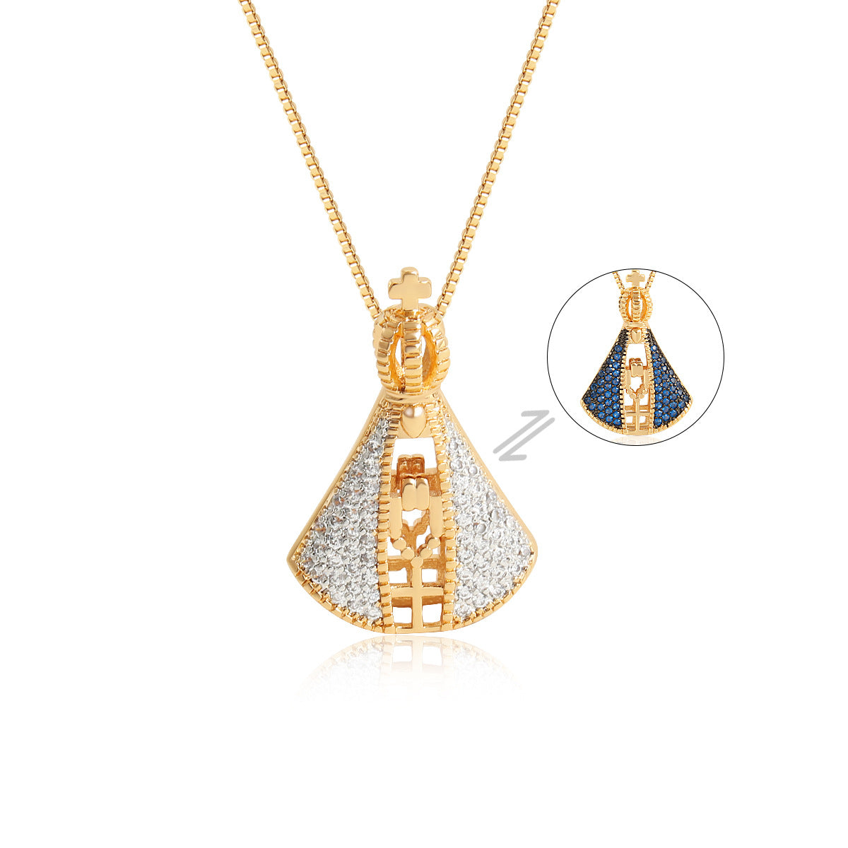 Double-Sided Madonna Zircon Necklace–Vintage Religious Pendant Necklace For Women