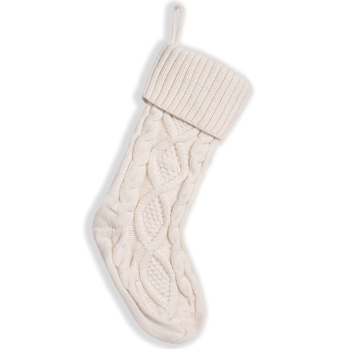 45cm Knitted Christmas Stocking - Diamond Pattern Hanging Christmas Gift Stocking Decoration