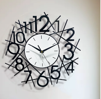 Modern Silent Wall Clock–Contemporary Iron Art Decorative Clock for Living Room, Bedroom & Office