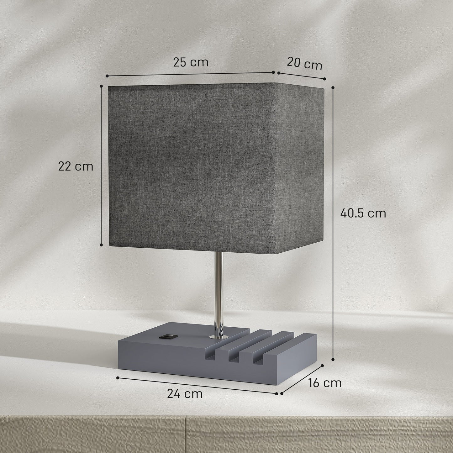 Bedside Lamp with USB Ports–Wooden Nightstand Lamp with USB-A & USB-C Charging, Fabric Shade Table Lamp (E27 Socket)