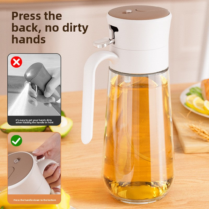 2-in-1 Glass Oil Sprayer & Pourer - 550ml Cooking Oil Dispenser Bottle