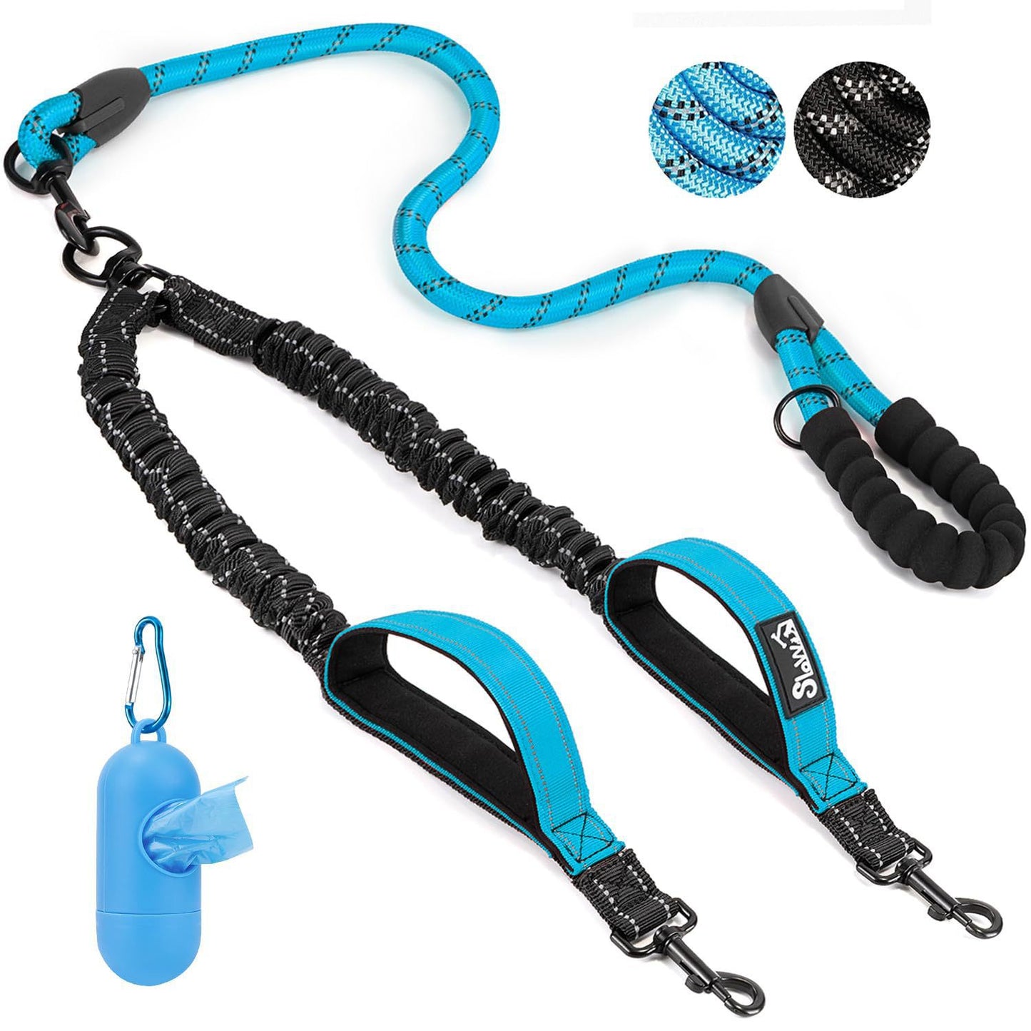 Dual Dog Leash With Reflective Bungee Lead–Tangle-Free Double Dog Walking System