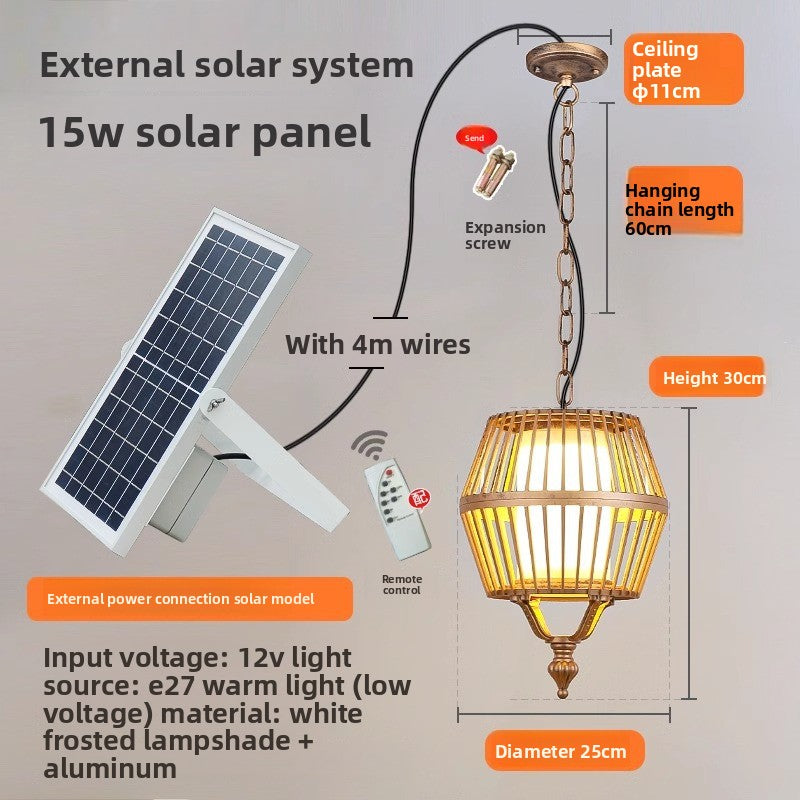 Solar Outdoor Pendant Light - IP55 Waterproof LED Garden Hanging Light
