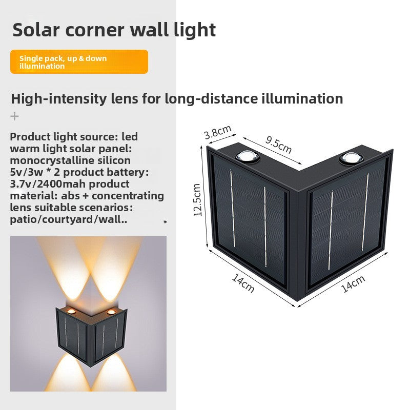 Solar LED Corner Wall Light – IP65 Waterproof Outdoor Garden Light
