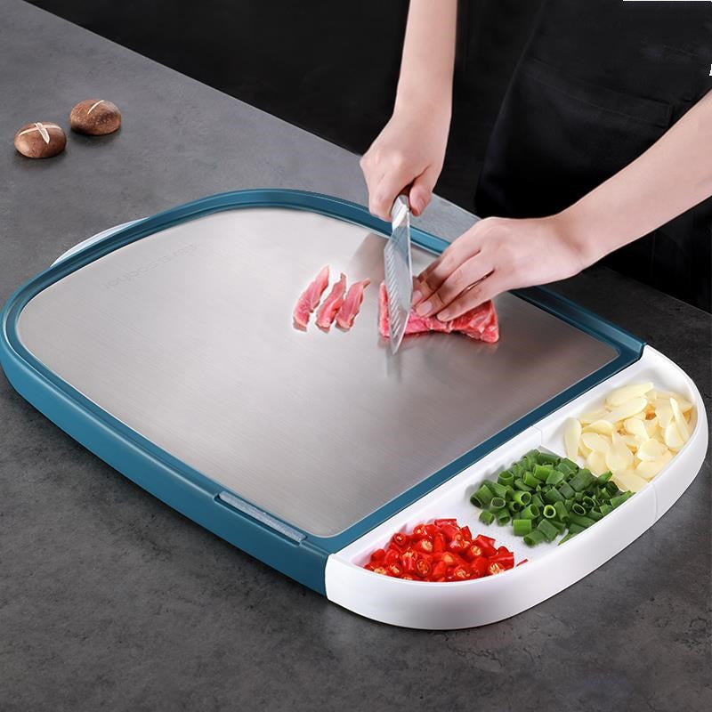 Multifunctional Stainless Steel Cutting Board–Double-Sided Antibacterial Kitchen Chopping Board