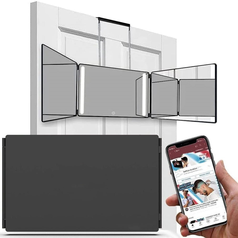 Folding Three-Way Vanity Mirror–Portable 3-Sided Makeup Mirror with Optional LED Lighting