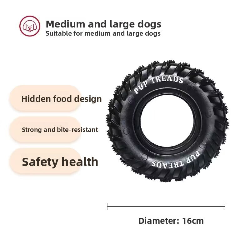 Rubber Dog Chew Toy–Heavy-Duty Interactive Tire Toy For Large Dogs