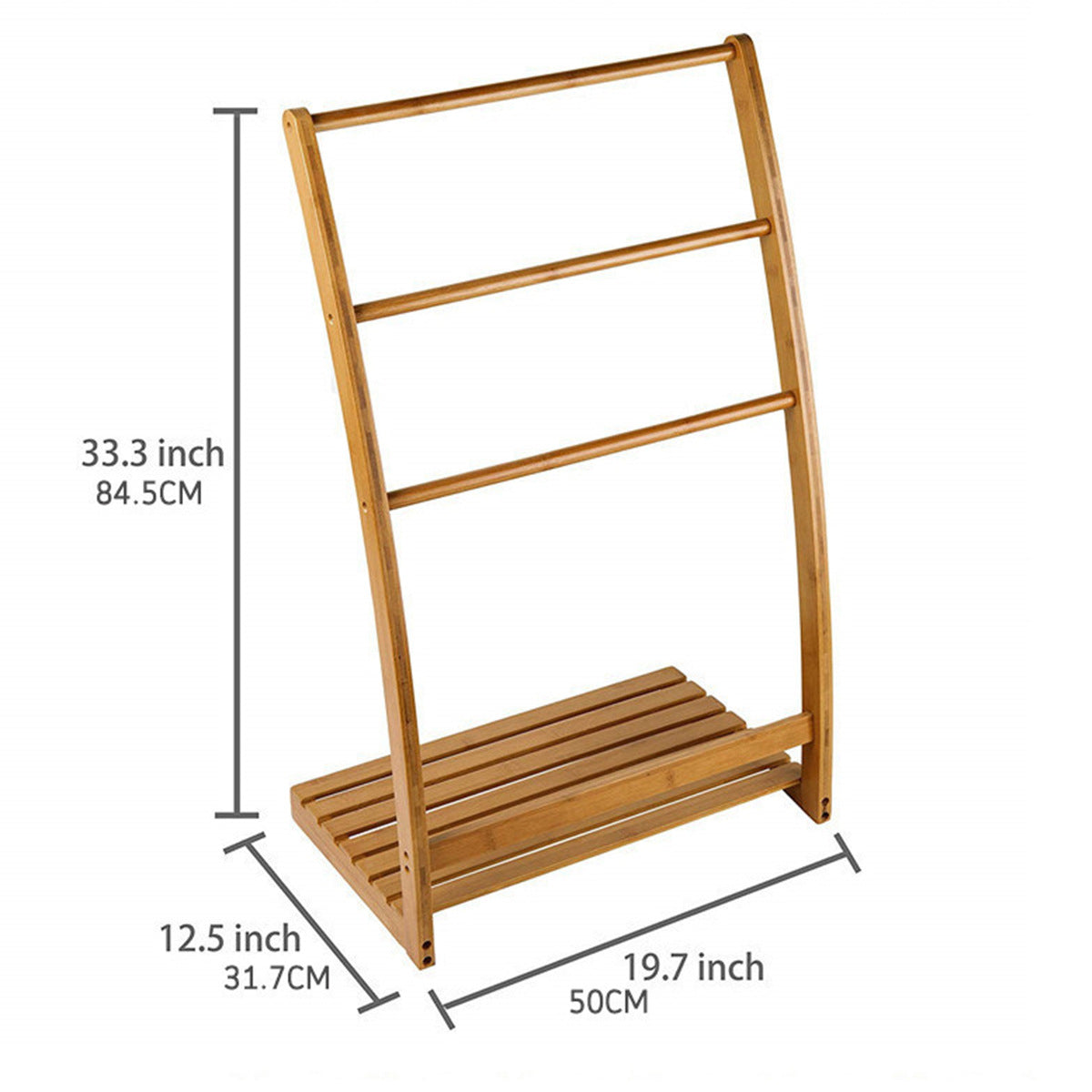 3 Tier Bamboo Towel Rack - Foldable Freestanding Bathroom Towel & Clothes Stand
