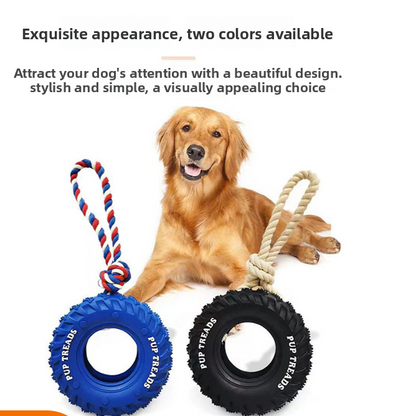 Rubber Dog Chew Toy–Heavy-Duty Interactive Tire Toy For Large Dogs