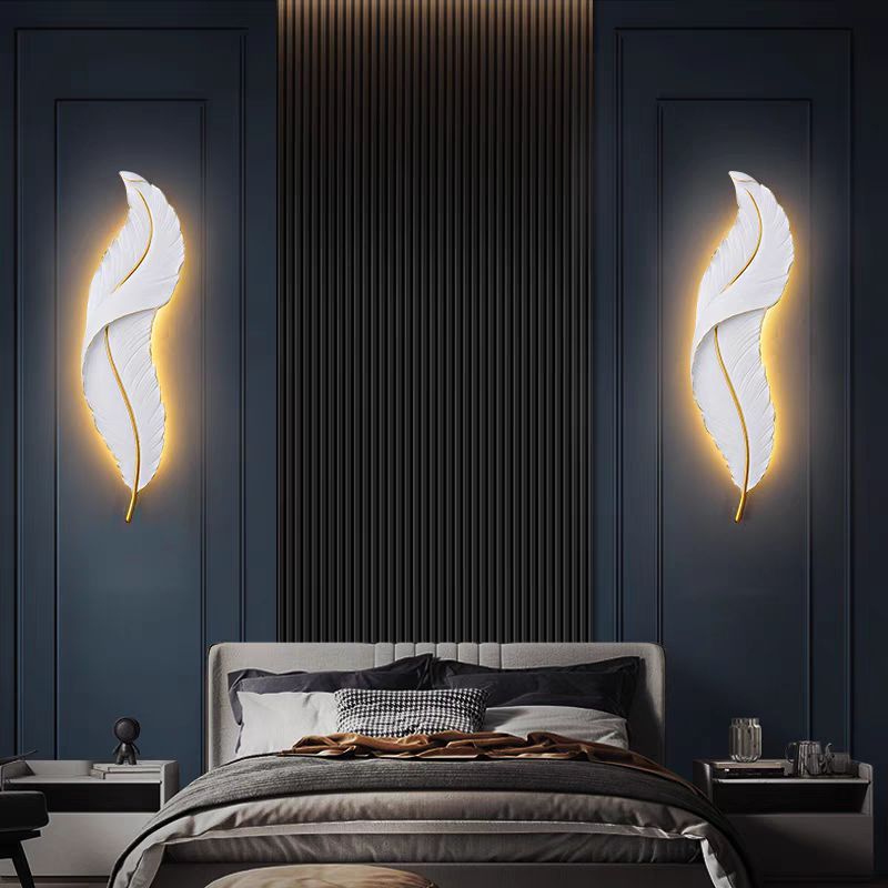 Nordic Stylish Feather LED Wall Light–Modern 3-Colour Dimmable Decorative Wall Lamp