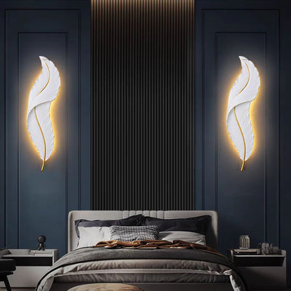 Nordic Stylish Feather LED Wall Light–Modern 3-Colour Dimmable Decorative Wall Lamp