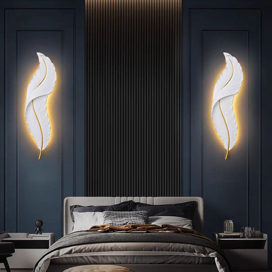 Nordic Stylish Feather LED Wall Light–Modern 3-Colour Dimmable Decorative Wall Lamp