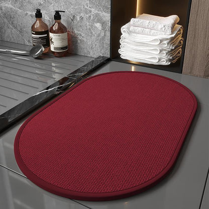Super Absorbent Non-Slip Bath Mat - Quick Dry Linen Bathroom Floor Rug