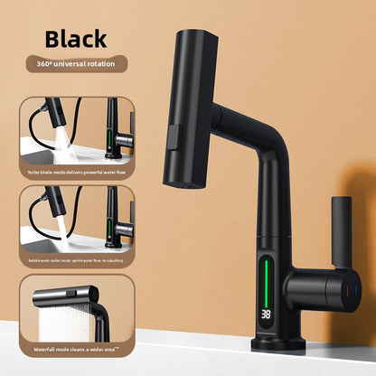 Digital Temperature Pull-Out Kitchen Mixer Tap - 360° Swivel Multifunction Faucet