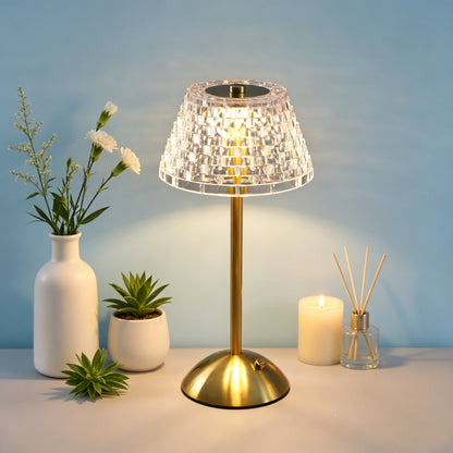 Rechargeable Crystal LED Table Lamp - Touch Control Cordless Bedside Night Light