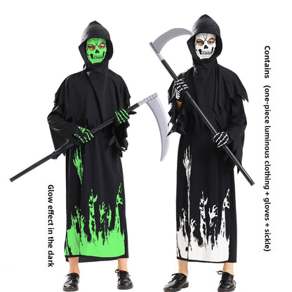 Glow-in-the-Dark Halloween Costume – Grim Reaper & Skull Cosplay Set