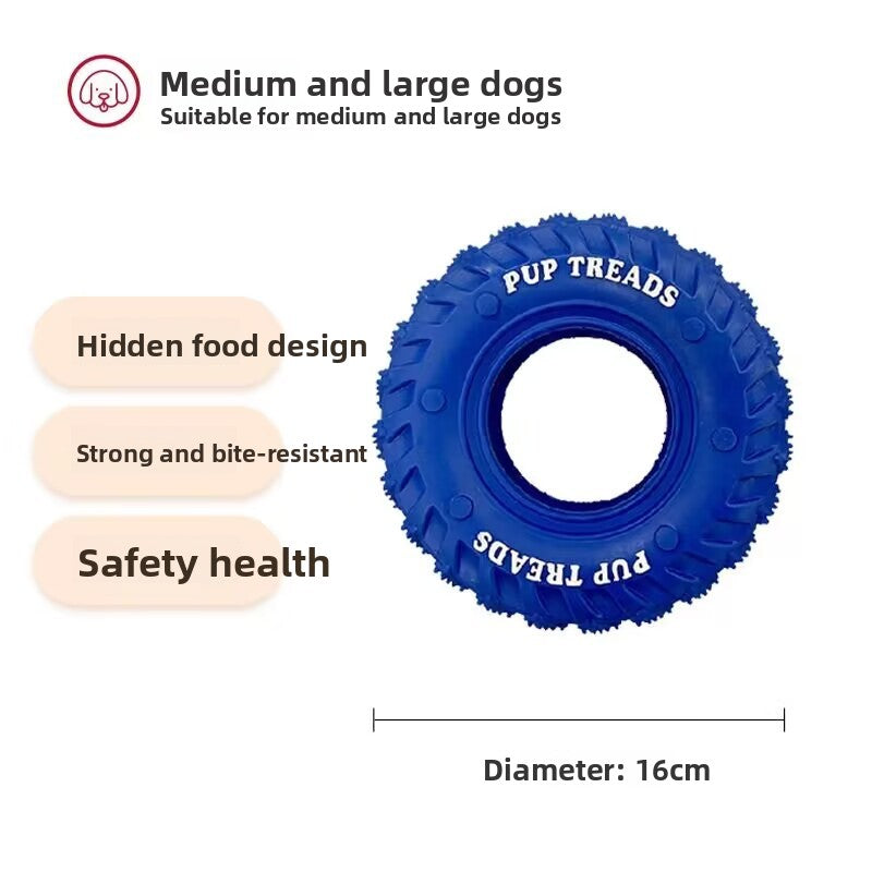 Rubber Dog Chew Toy–Heavy-Duty Interactive Tire Toy For Large Dogs
