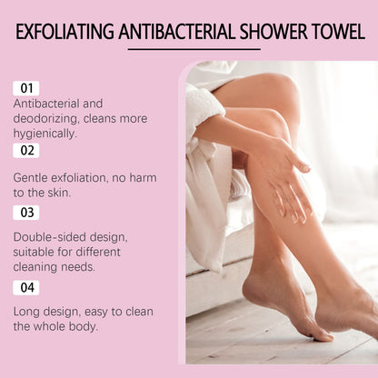 Exfoliating Shower Towel-Deep Clean Body Scrubber Cloth-Back Scrubber for Smooth Skin