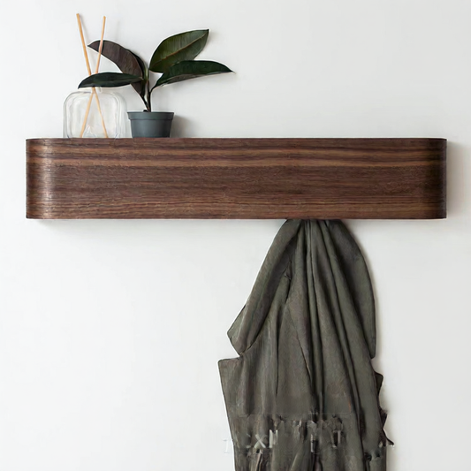 Solid Wood Wall Mounted Coat Rack - Modern Wooden Entryway Hooks for Coats, Bags & Accessories