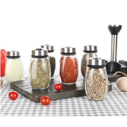Rotating Spice Rack with Airtight Jars–360° Kitchen Organiser, Space-Saving Spice Storage Set with Sealed Bottles