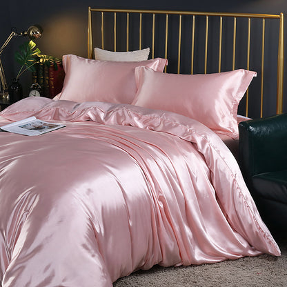 Luxury Mulberry Silk Bedding Set – Cooling Satin Quilt Cover Set