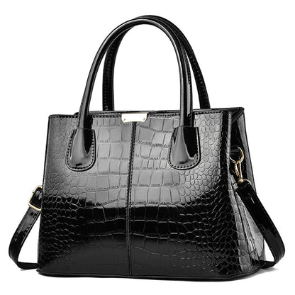 Women's Glossy Stone Pattern Handbag–Large Capacity Designer Shoulder Bag