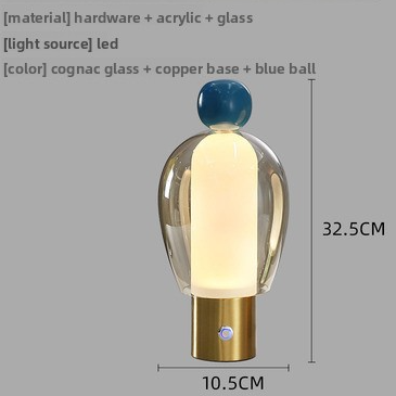 Rechargeable Glass Table Lamp - Dimmable Nordic Cordless LED Bedside & Dining Lamp