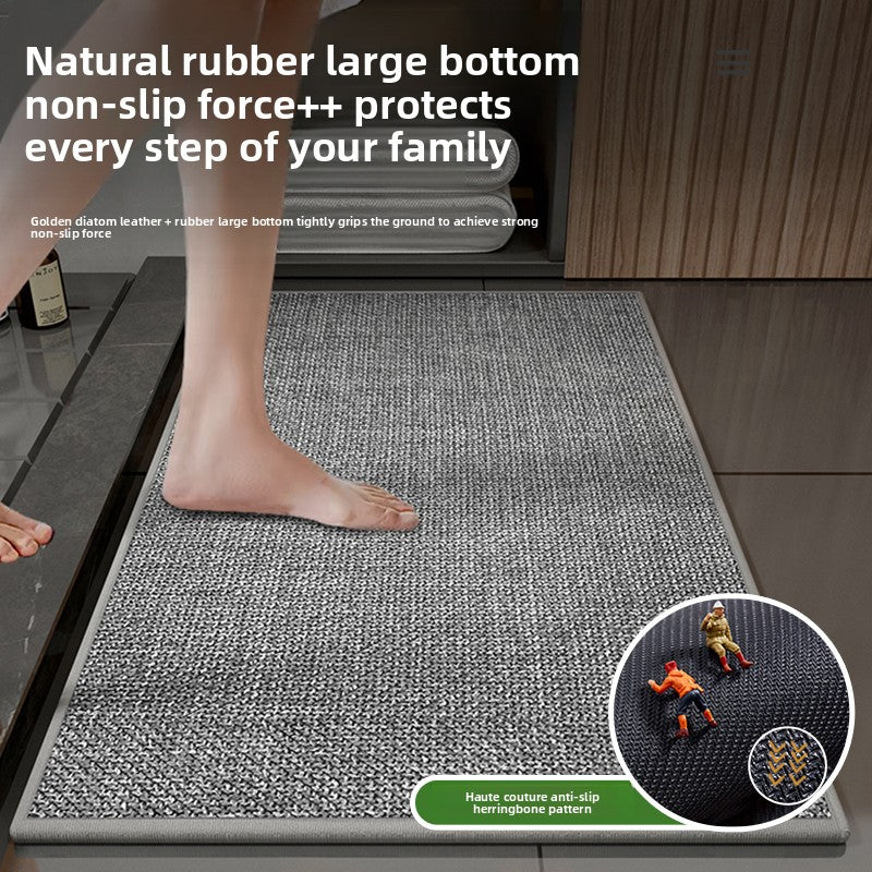 Super Absorbent Non-Slip Bath Mat - Quick Dry Linen Bathroom Floor Rug