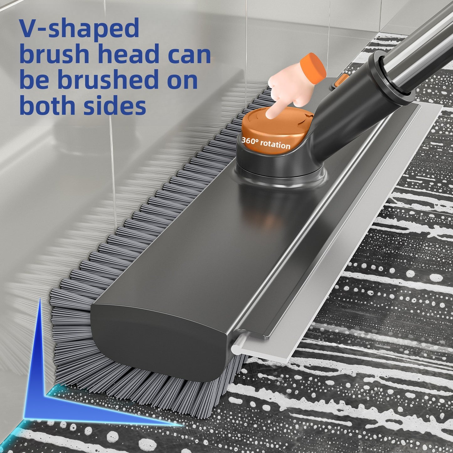 Heavy Duty Floor Scrub Brush–Bathroom Crevice Cleaning Brush With Built-In Scraper
