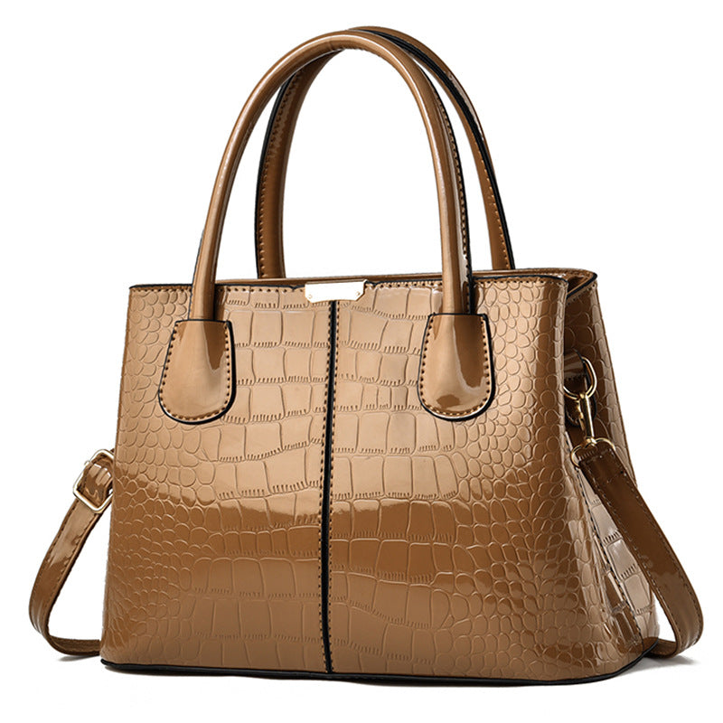 Women's Glossy Stone Pattern Handbag–Large Capacity Designer Shoulder Bag