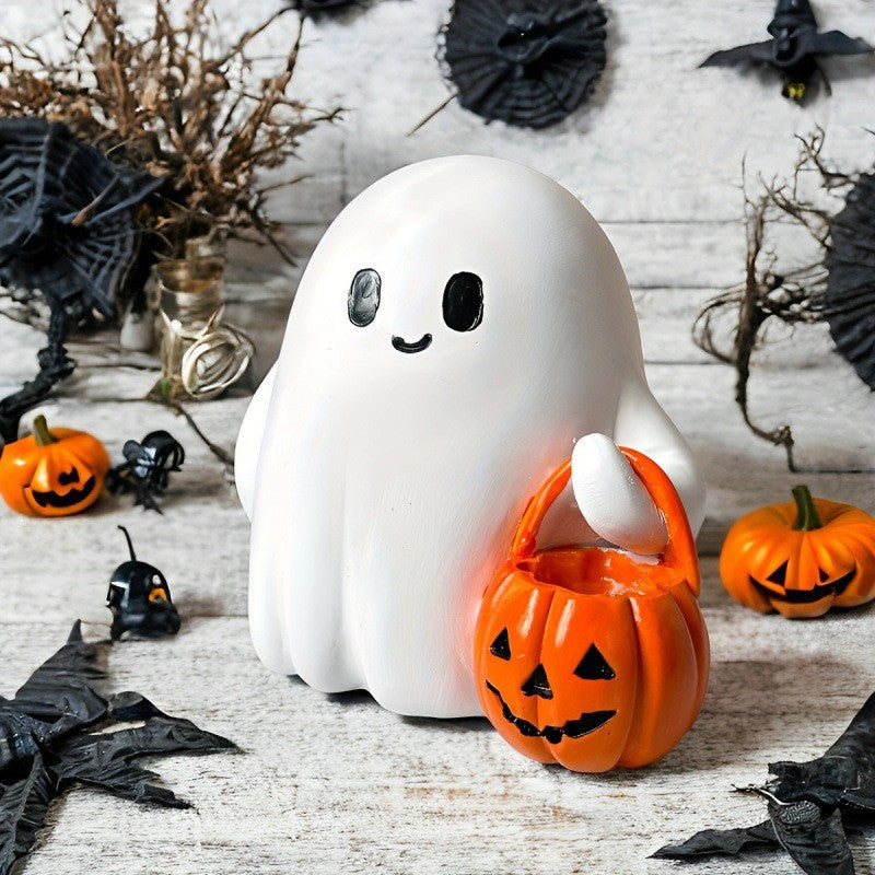 Glow-in-the-Dark Halloween Ghost Decoration – LED Resin Ornament
