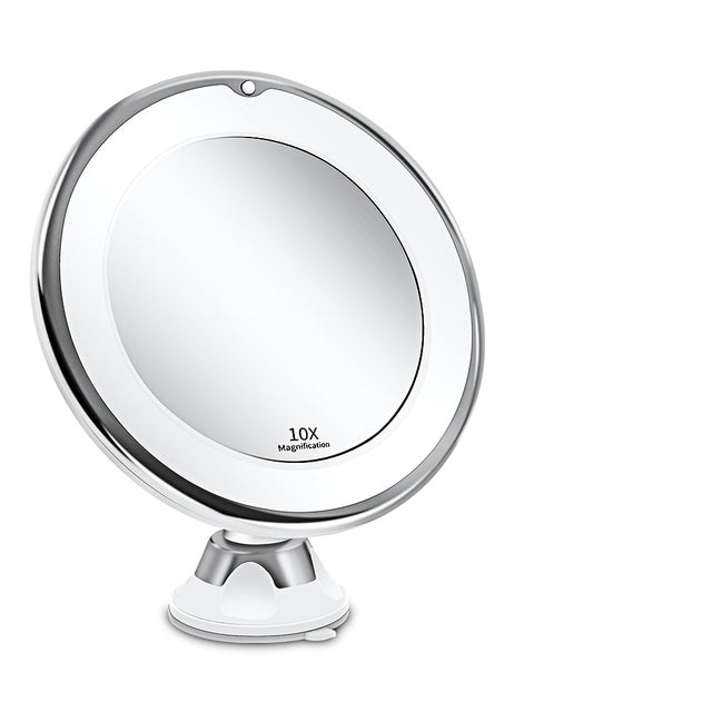 LED Vanity Makeup Mirror–10X Magnifying Double-Sided Mirror with Fill Light
