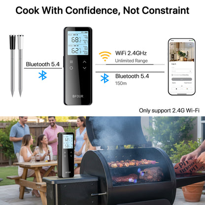 Smart Wireless Meat Thermometer–WiFi & Bluetooth BBQ Temperature Probe