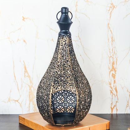 Moroccan Iron Lantern Candle Holder–Vintage Hollow Metal Lantern for Home Décor & Ambient Lighting