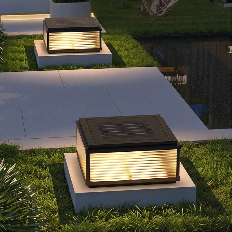 Solar LED Pillar Light - IP65 Waterproof 3 Colour Outdoor Garden Post Light