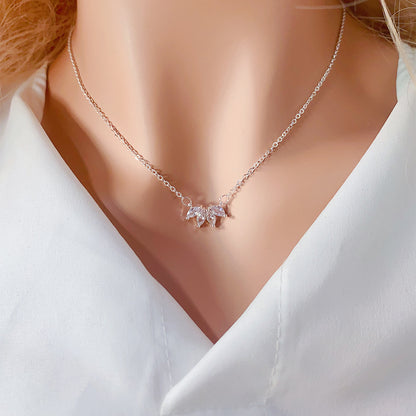 Leaf Necklace–Rhinestone Pendant Necklace, Gold & Silver Adjustable Chain Jewellery for Women