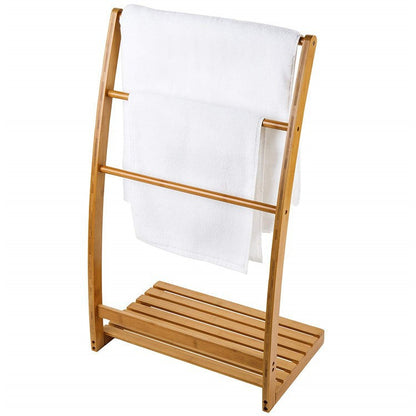 3 Tier Bamboo Towel Rack - Foldable Freestanding Bathroom Towel & Clothes Stand