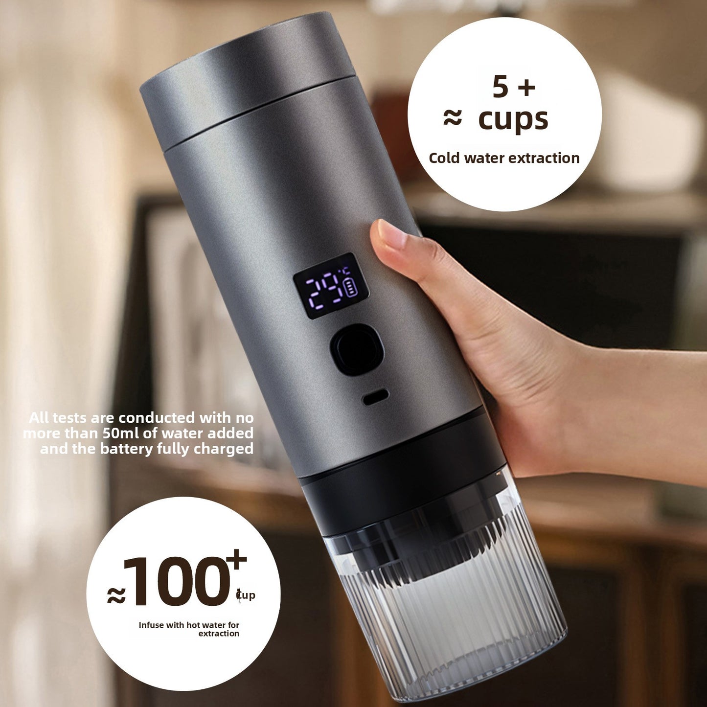 Portable Wireless Espresso Machine–USB Rechargeable Coffee Maker For Capsules & Ground Coffee