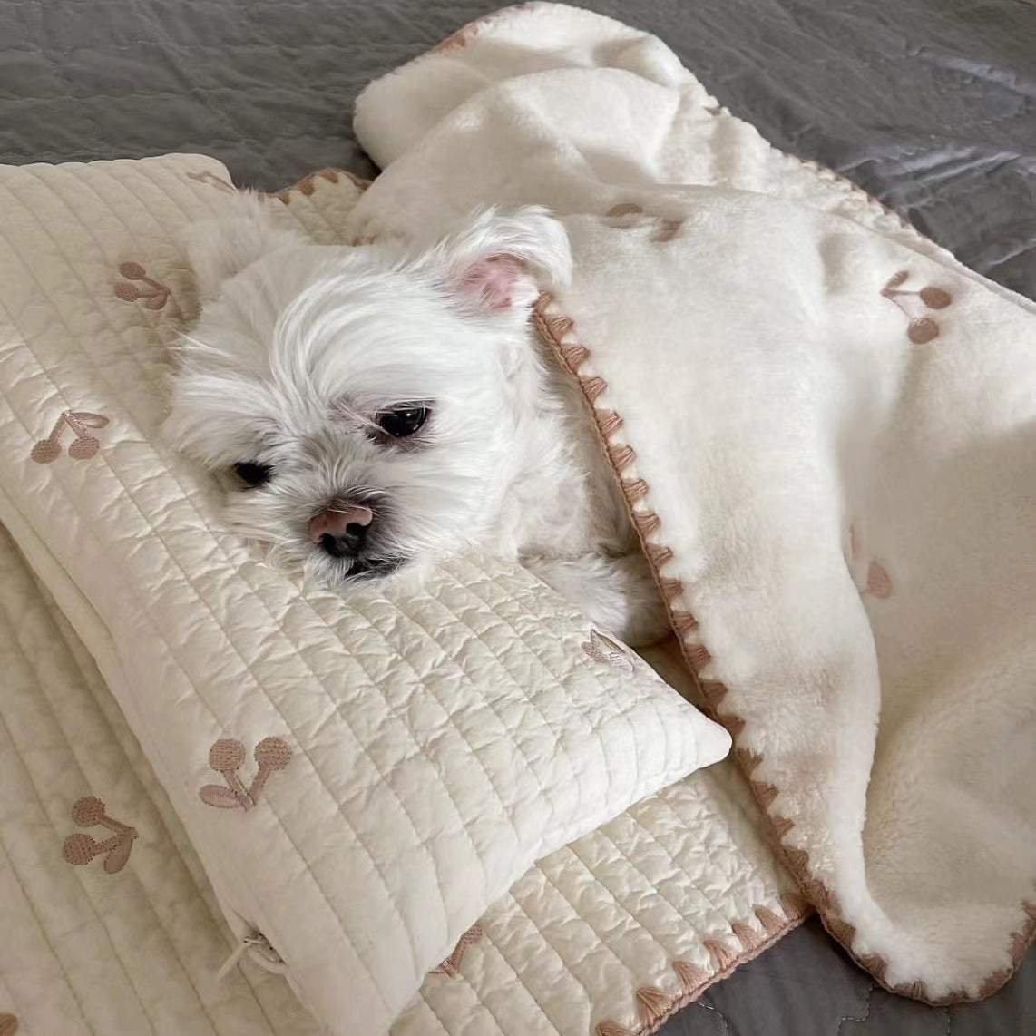Luxury 3-Piece Pet Bed Set–Soft Washable Dog Bed With Pillow & Blanket