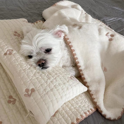 Luxury 3-Piece Pet Bed Set–Soft Washable Dog Bed With Pillow & Blanket
