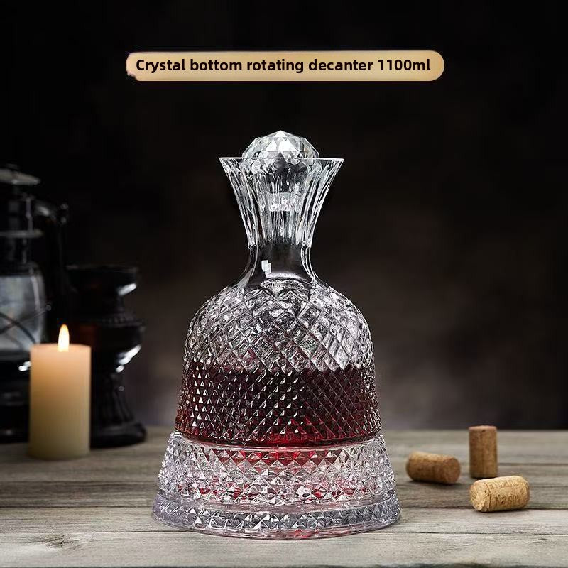 Rotating Crystal Wine Decanter - 1000ml+ Gyroscopic Wine Aerator with Luxury Base